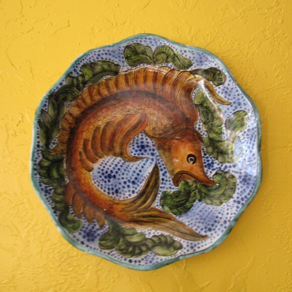 Old Style Nautical Majolica Wall Plate Handmade - Picture 1 of 6